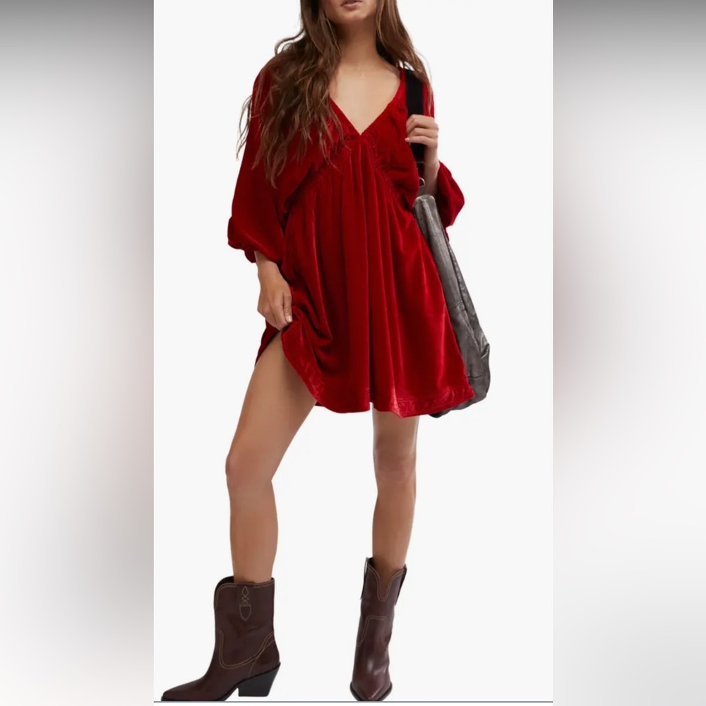 Portia Velvet babydoll minidress